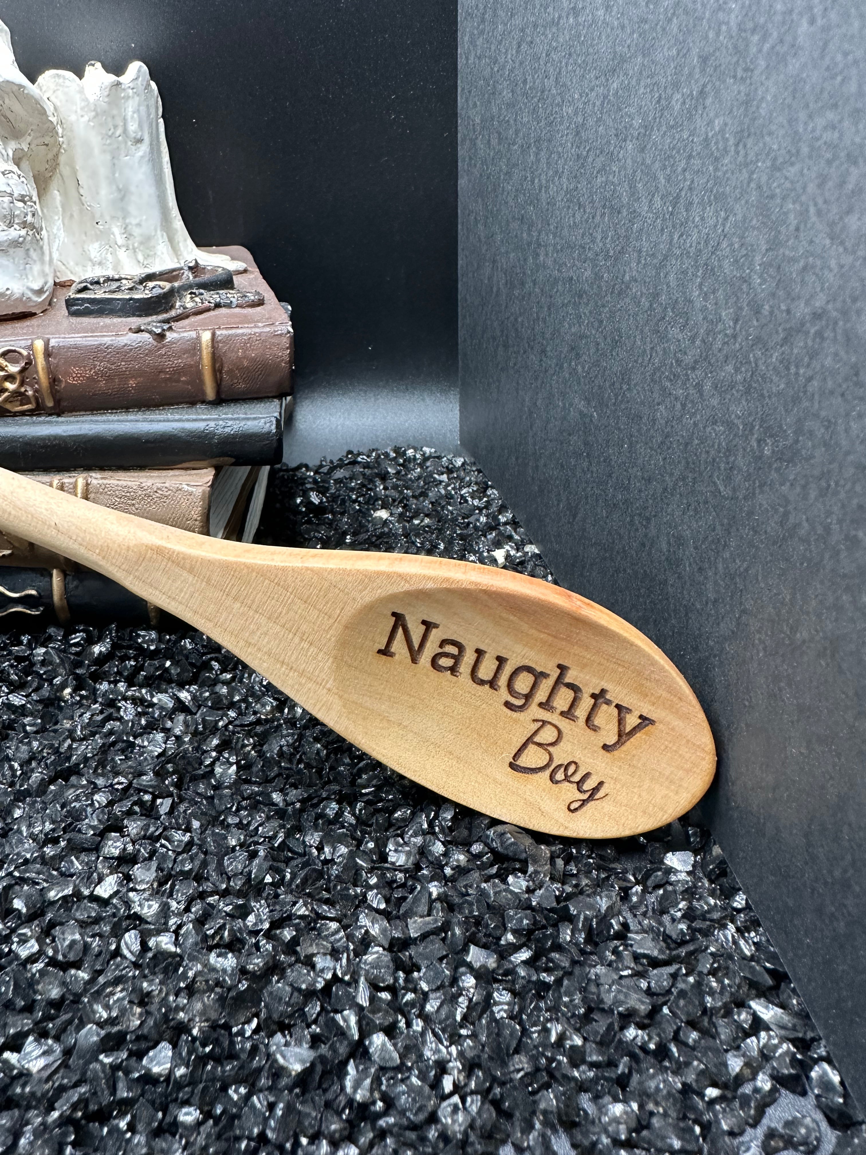 Naughty Boy Engraved Wood Spoon