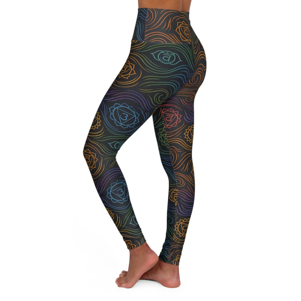 High Waisted Yoga Leggings - Indian Chakra Print - DipaliZ