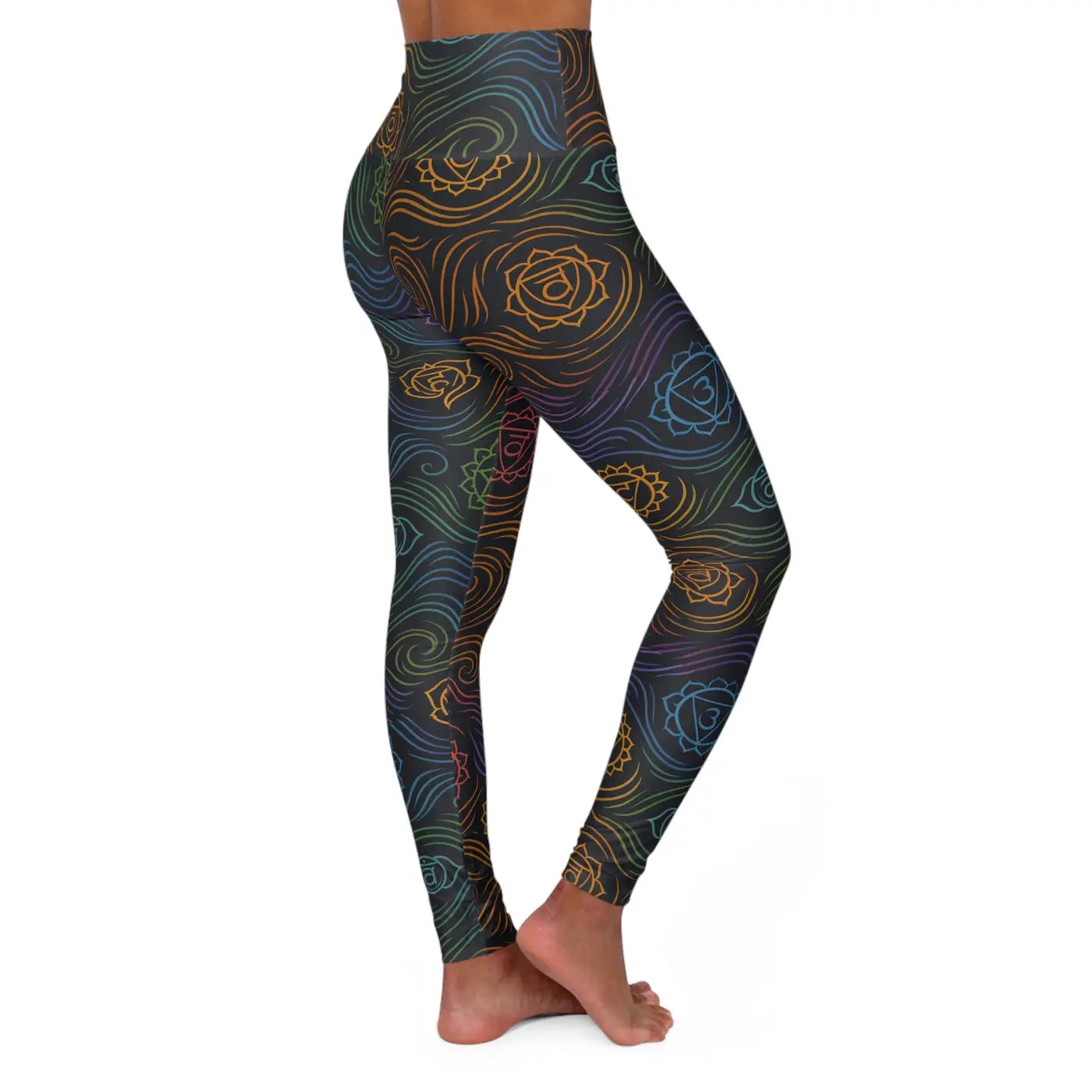 High Waisted Yoga Leggings - Indian Chakra Print - DipaliZ