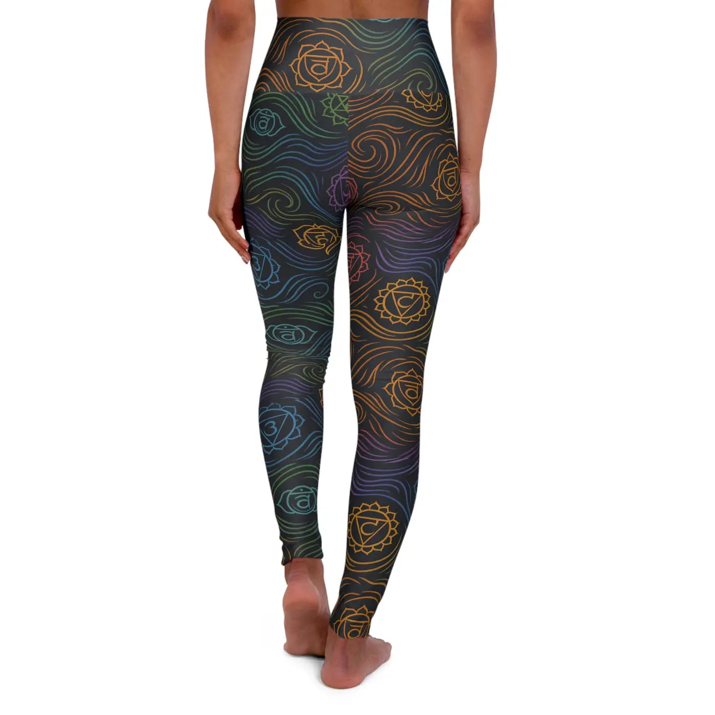 High Waisted Yoga Leggings - Indian Chakra Print - DipaliZ