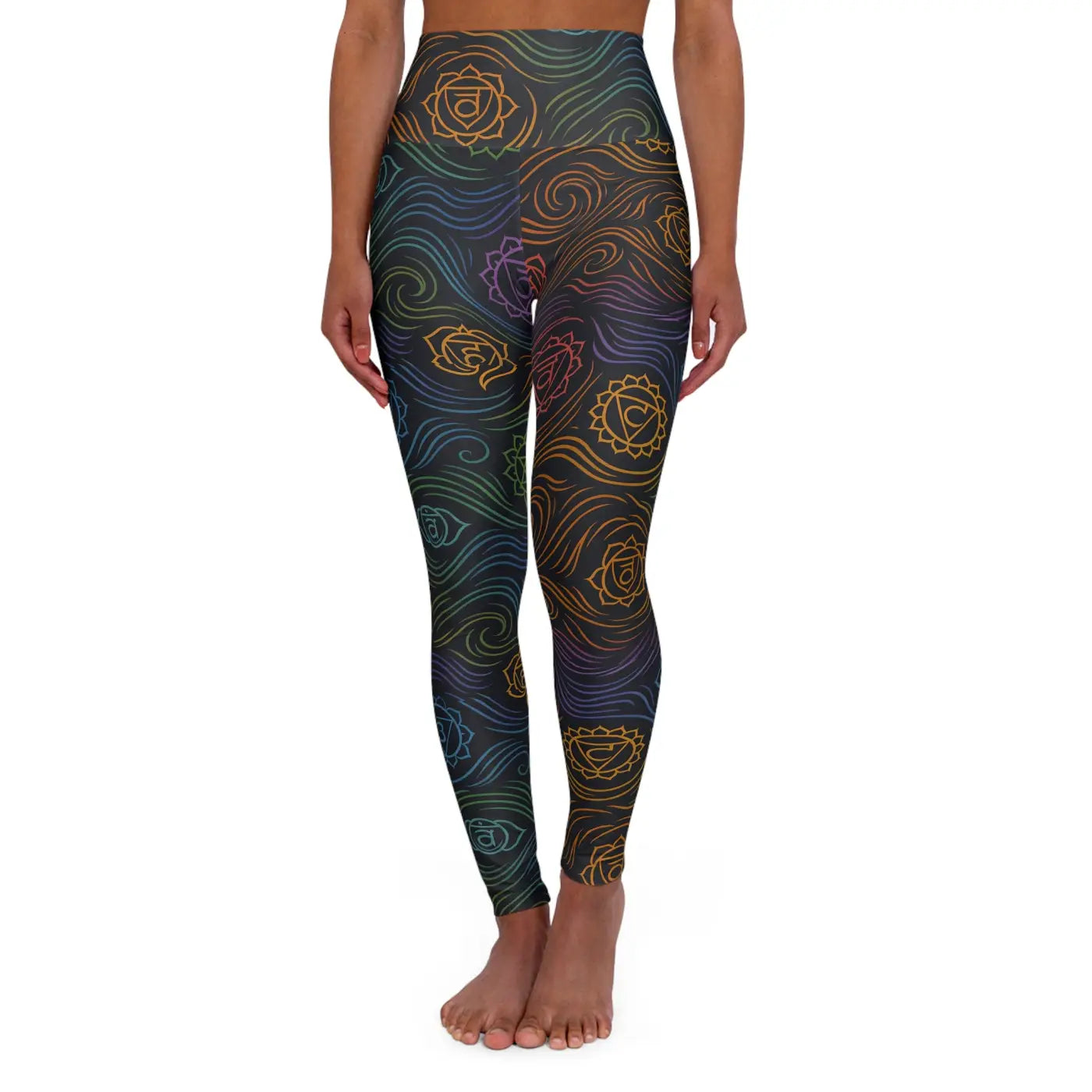 High Waisted Yoga Leggings - Indian Chakra Print - DipaliZ