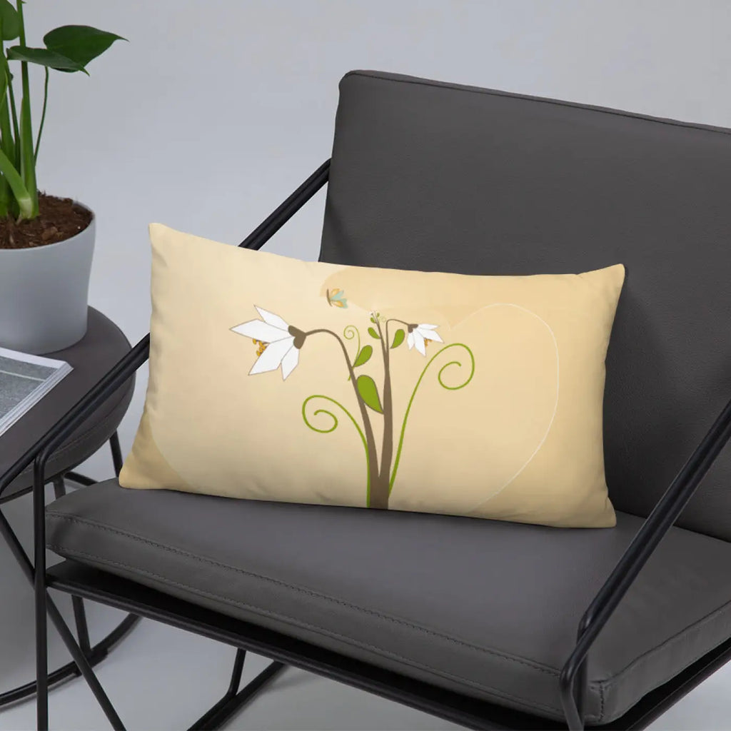 Throw Pillow - Graphic White Flowers Design - DipaliZ