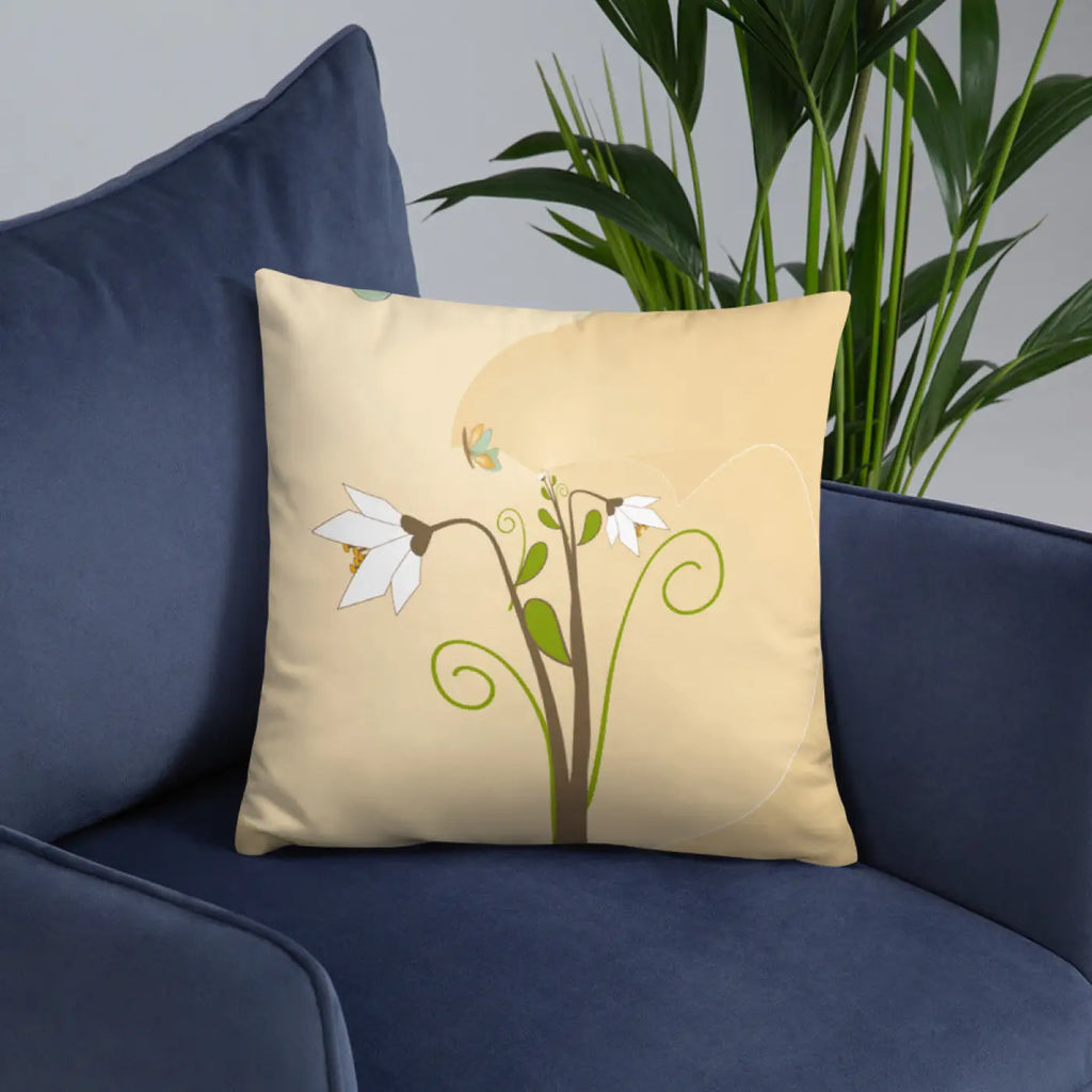 Throw Pillow - Graphic White Flowers Design - DipaliZ
