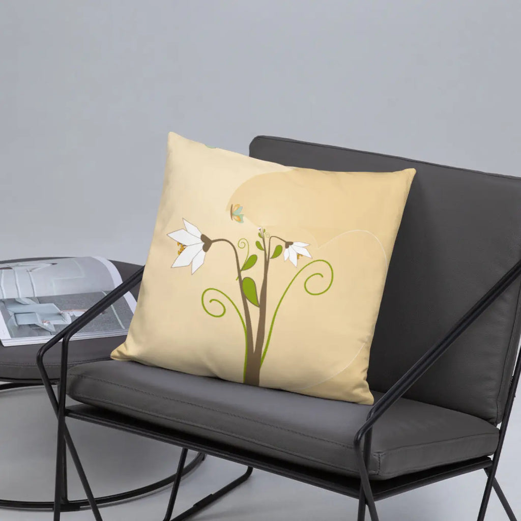 Throw Pillow - Graphic White Flowers Design - DipaliZ