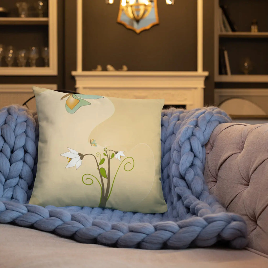 Throw Pillow - Graphic White Flowers Design - DipaliZ