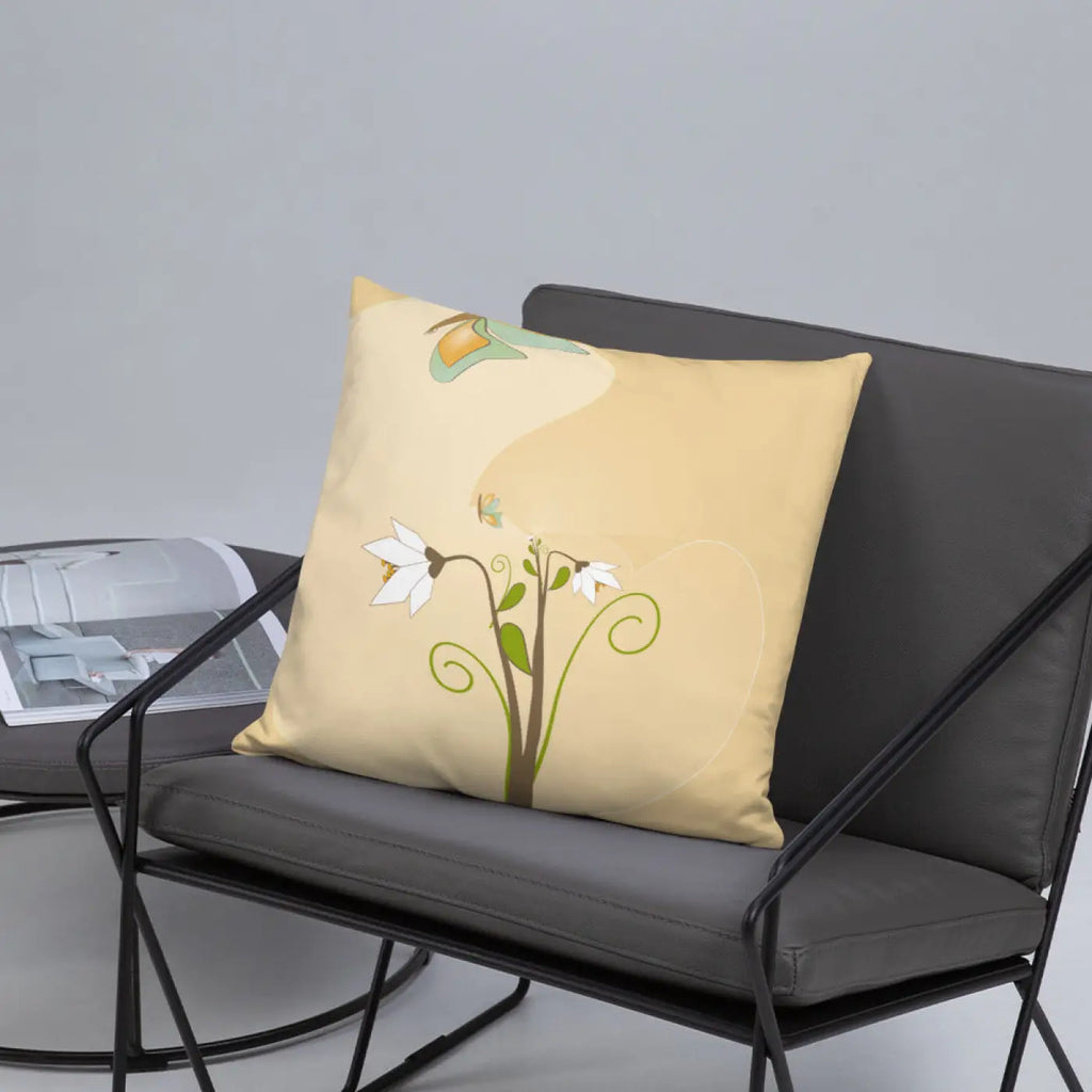 Throw Pillow - Graphic White Flowers Design - DipaliZ