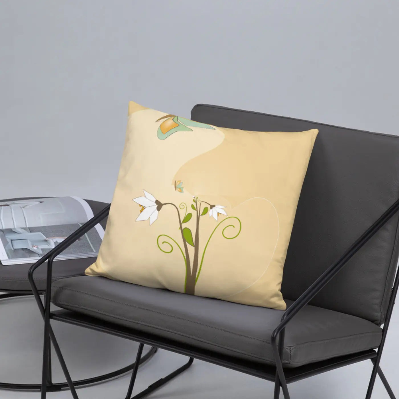 Throw Pillow - Graphic White Flowers Design - DipaliZ