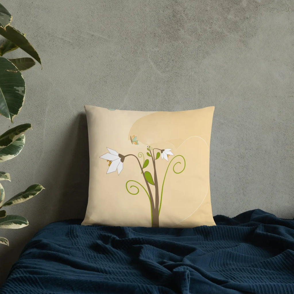 Throw Pillow - Graphic White Flowers Design - DipaliZ