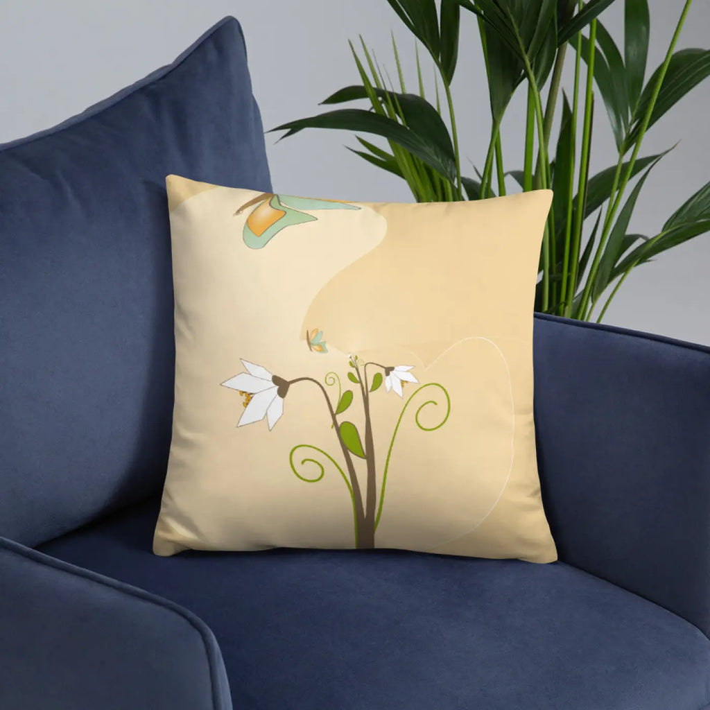 Throw Pillow - Graphic White Flowers Design - DipaliZ