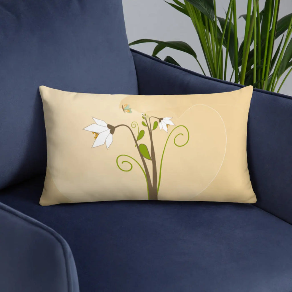 Throw Pillow - Graphic White Flowers Design - DipaliZ