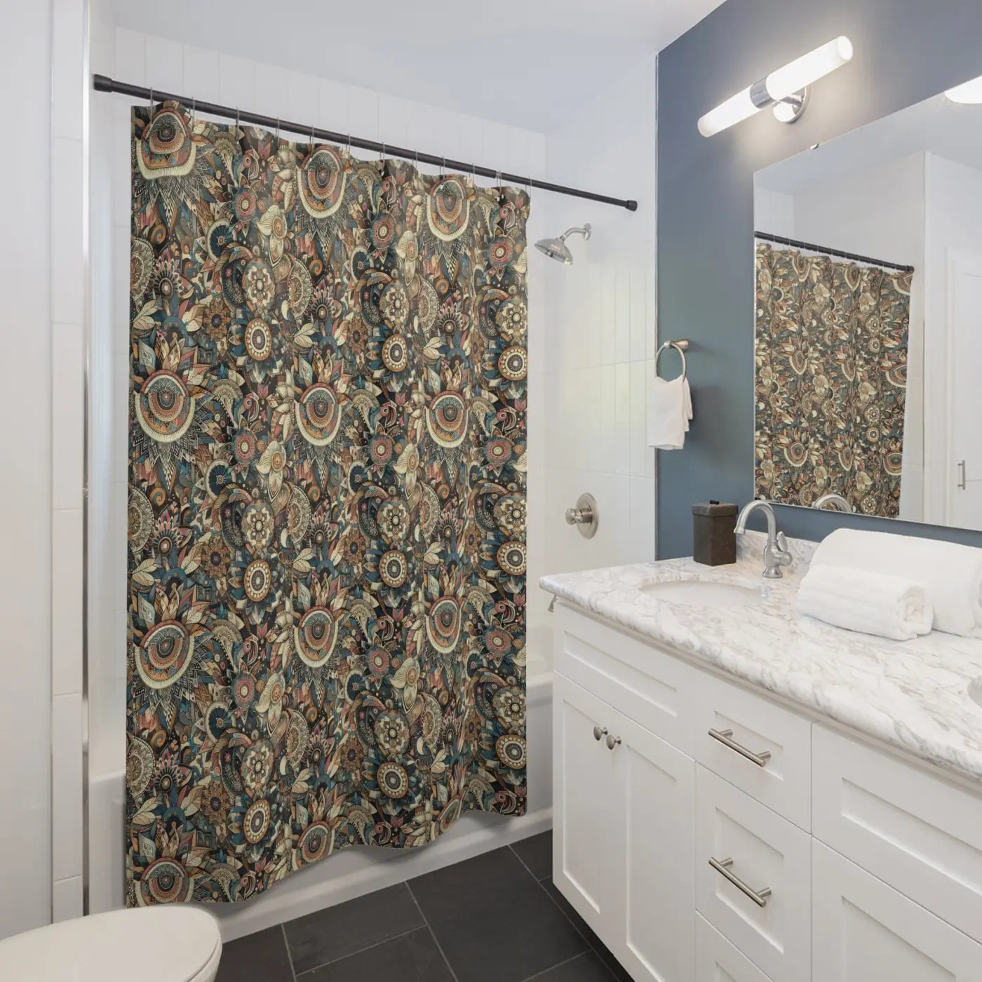 Floral Shower Curtains - Intricate One-Sided Print - DipaliZ