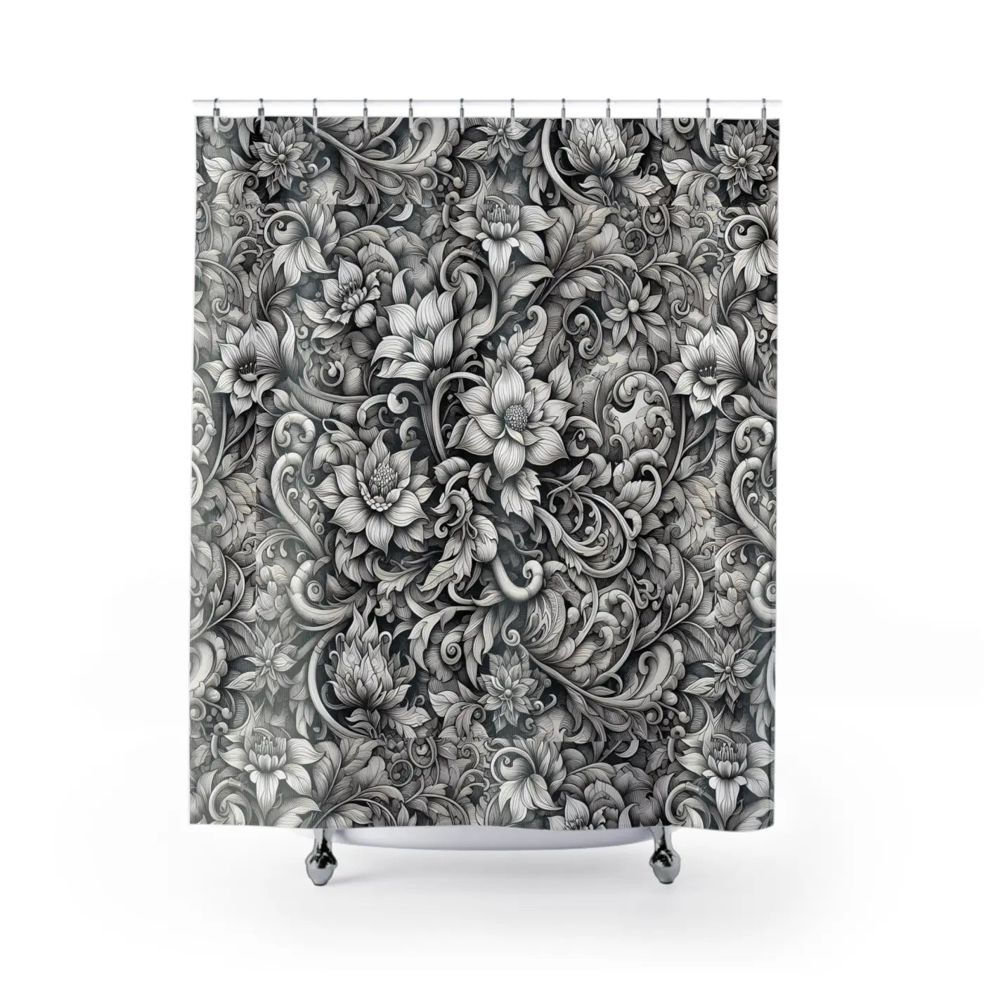 Intricate Floral Pattern Shower Curtains - Bathroom Art - DipaliZ