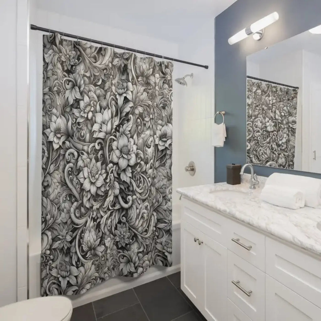 Intricate Floral Pattern Shower Curtains - Bathroom Art - DipaliZ