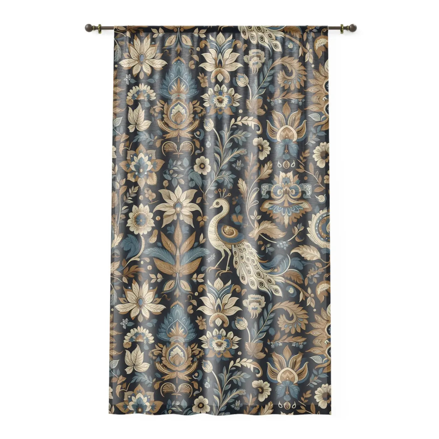 Peacocks Window Curtains - Intricate Flowers and Regal Motifs - DipaliZ