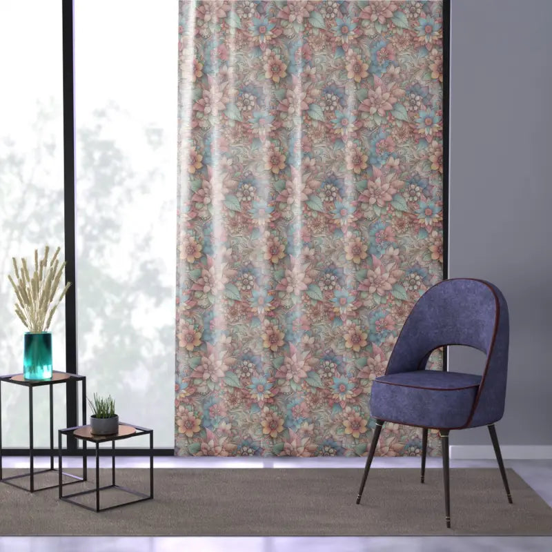 Vibrant Pastel Flower Window Curtain - Chic Elegance - DipaliZ
