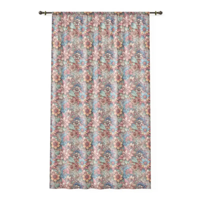 Vibrant Pastel Flower Window Curtain - Chic Elegance - DipaliZ