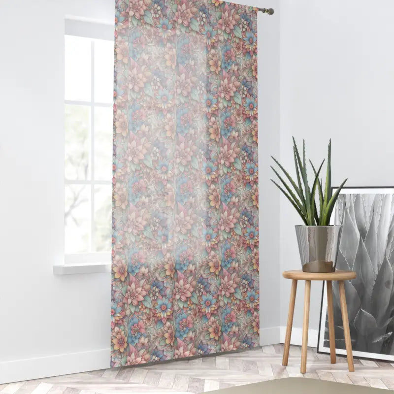Vibrant Pastel Flower Window Curtain - Chic Elegance - DipaliZ