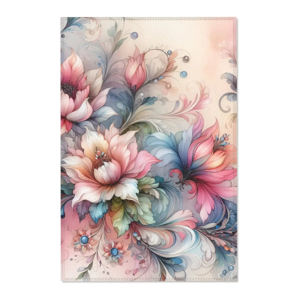 Floral Area Rug - Watercolor Polyester Chenille - DipaliZ