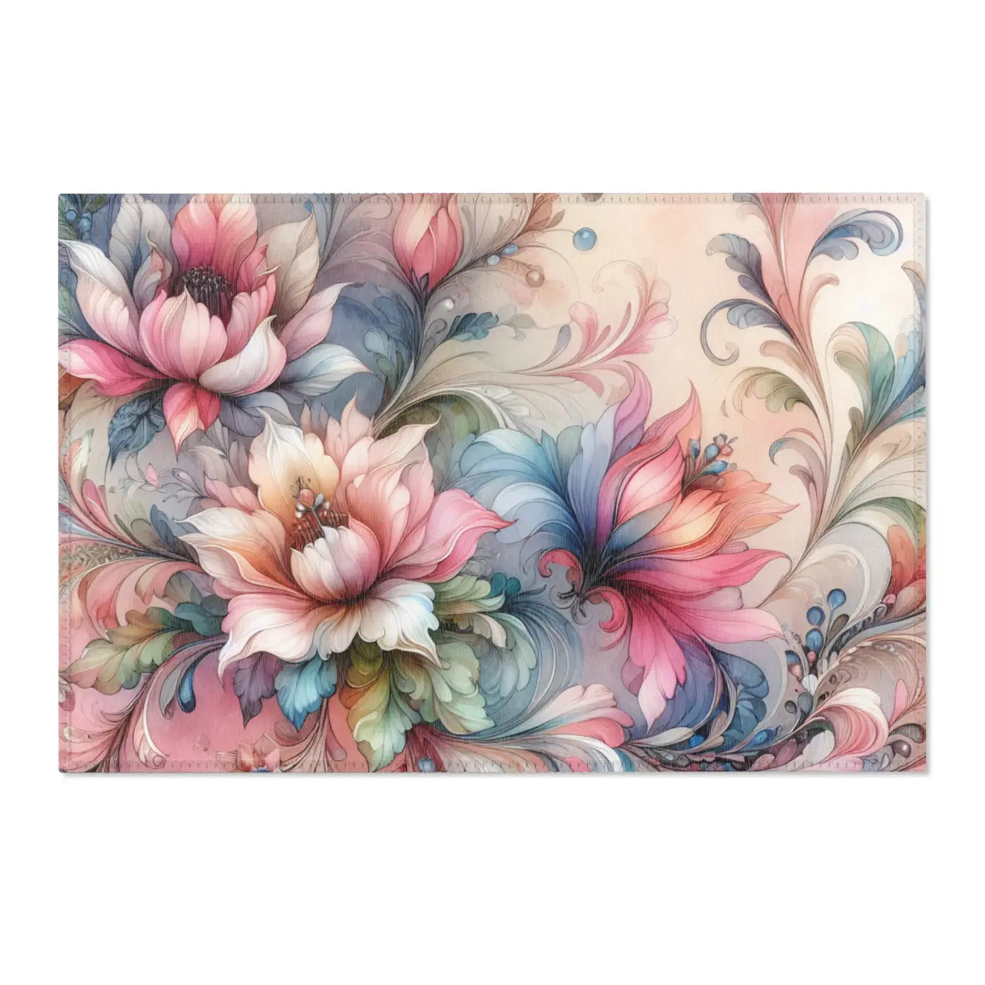 Floral Area Rug - Watercolor Polyester Chenille - DipaliZ