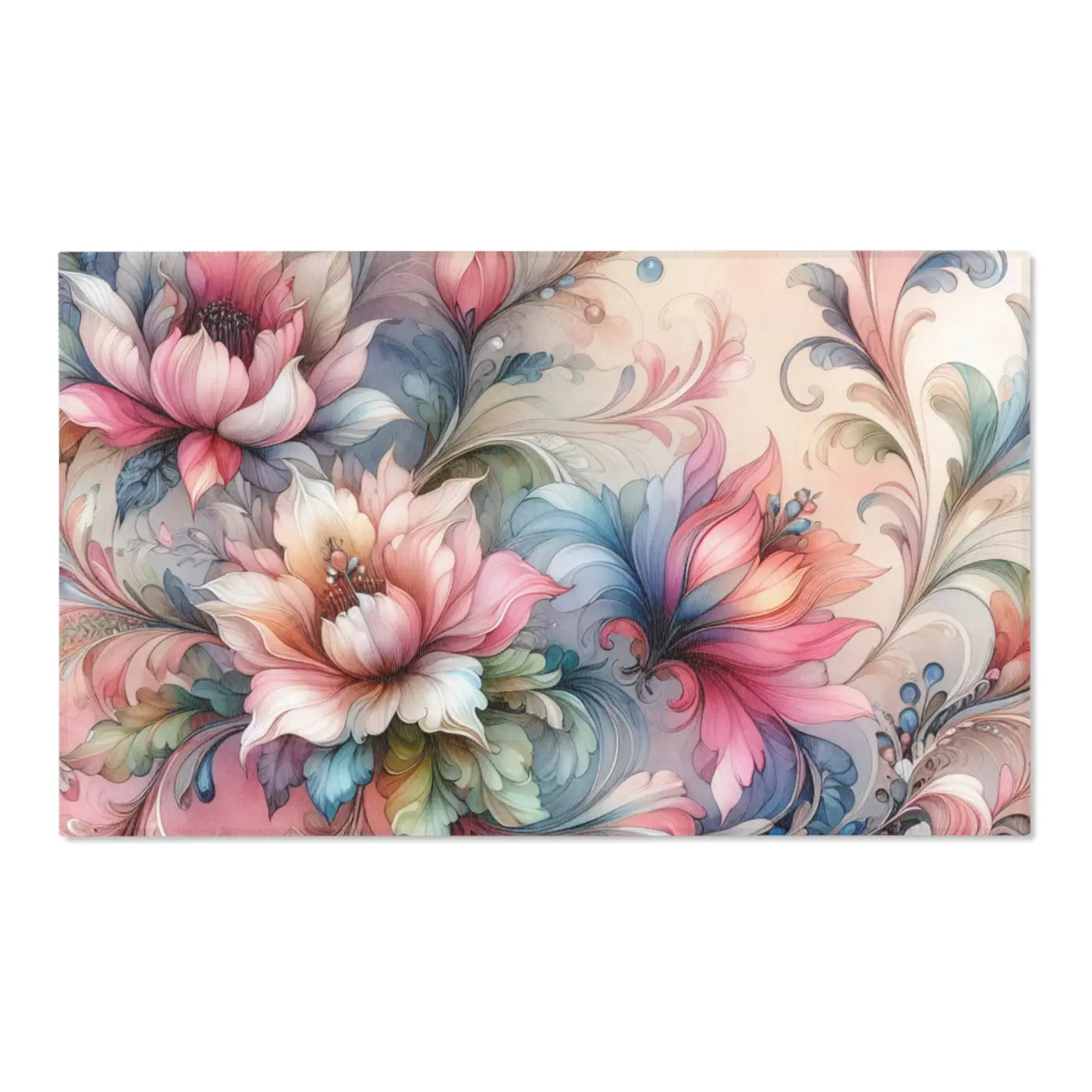 Floral Area Rug - Watercolor Polyester Chenille - DipaliZ