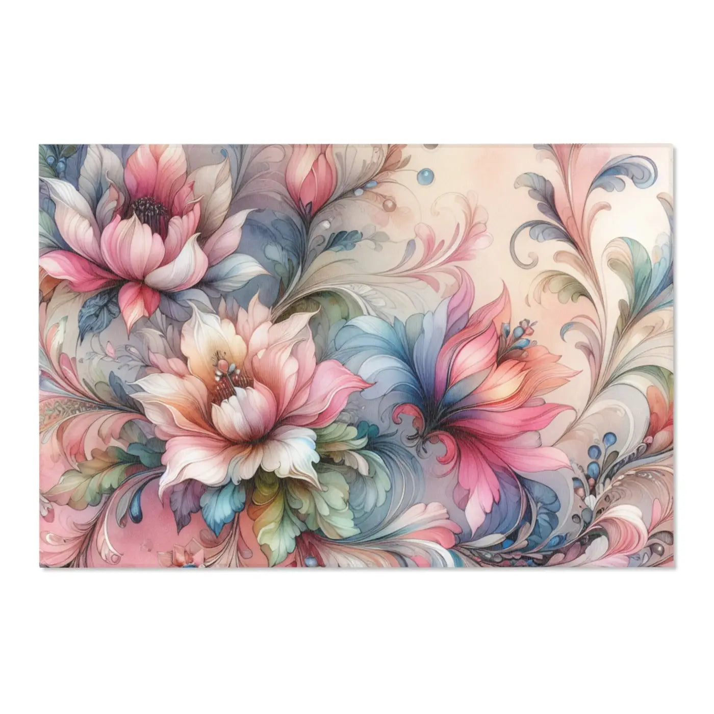 Floral Area Rug - Watercolor Polyester Chenille - DipaliZ