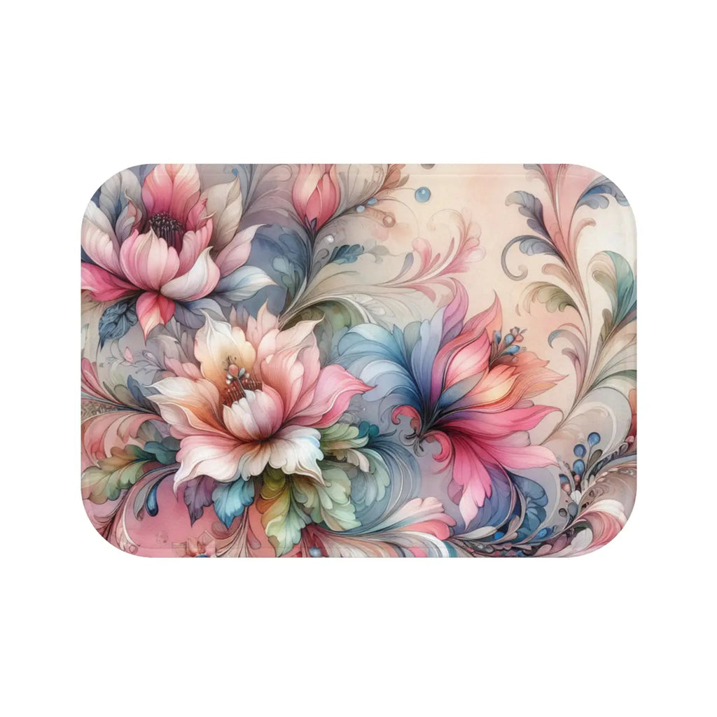 Floral Bath Mat - Watercolor Microfiber Design - DipaliZ