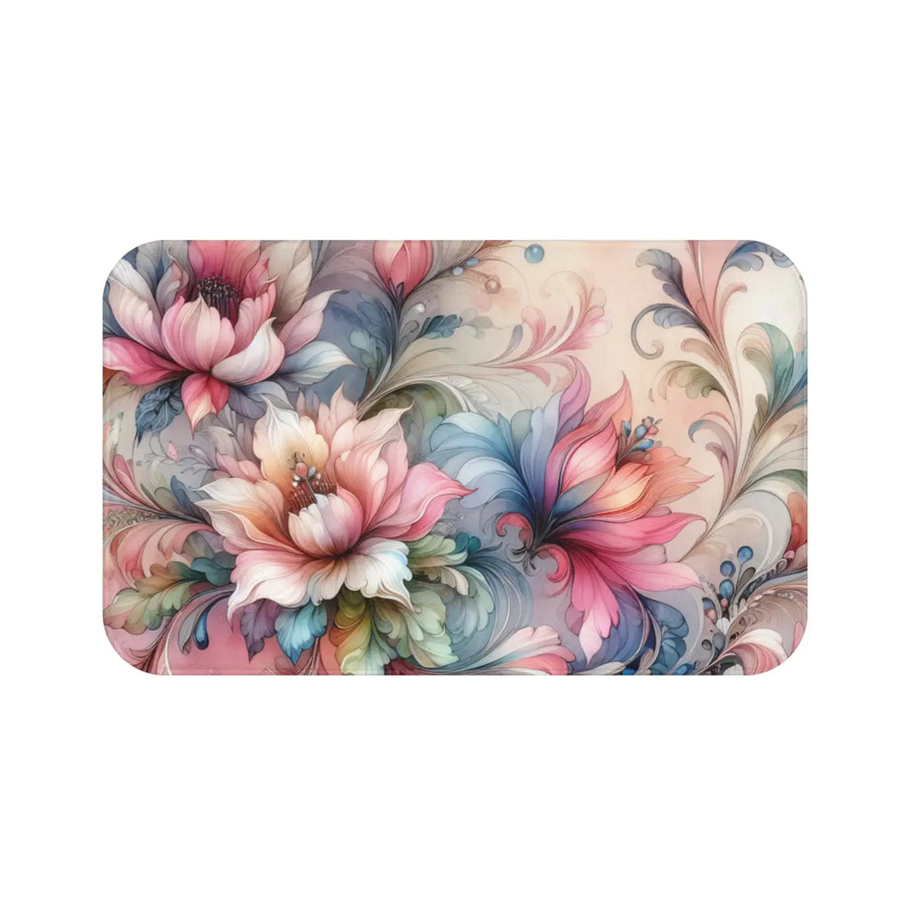 Floral Bath Mat - Watercolor Microfiber Design - DipaliZ