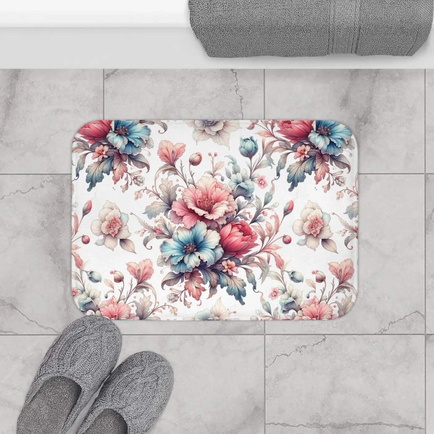 Floral Bath Mat - Soft Microfiber Bathroom Rug - DipaliZ