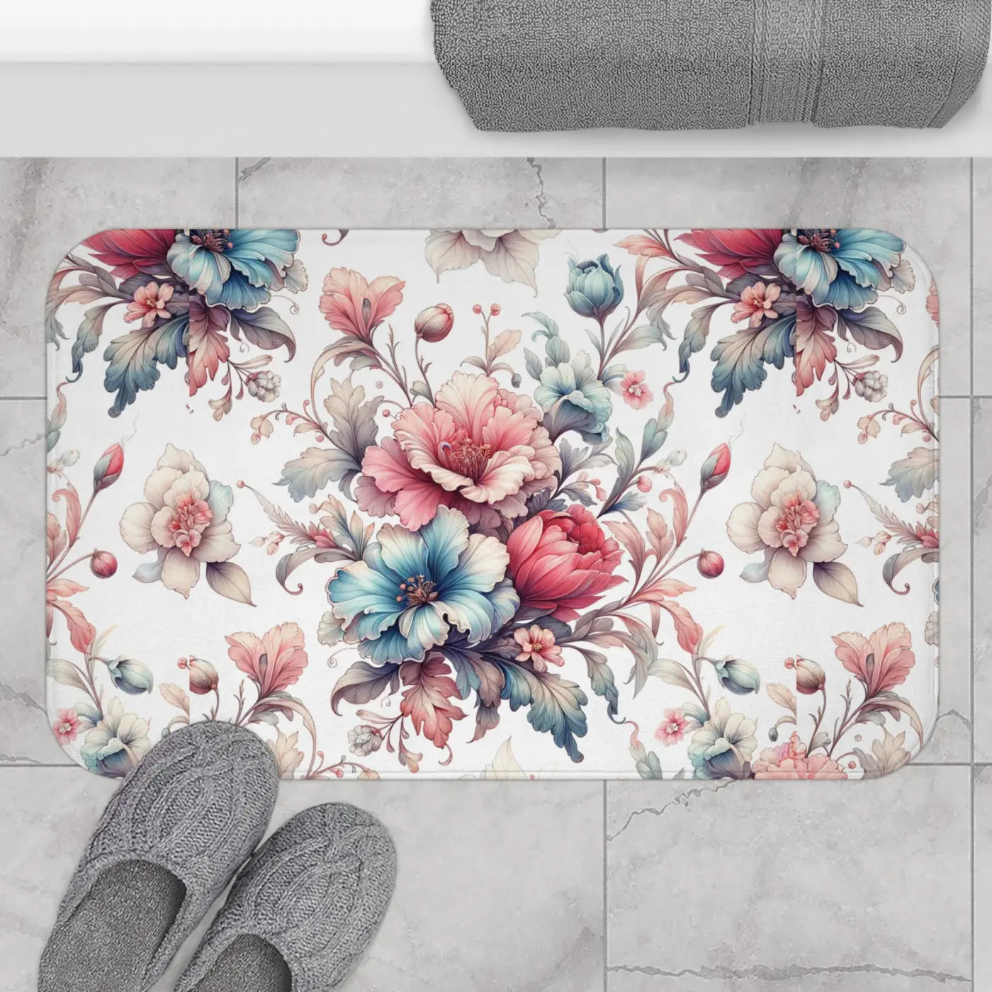 Floral Bath Mat - Soft Microfiber Bathroom Rug - DipaliZ