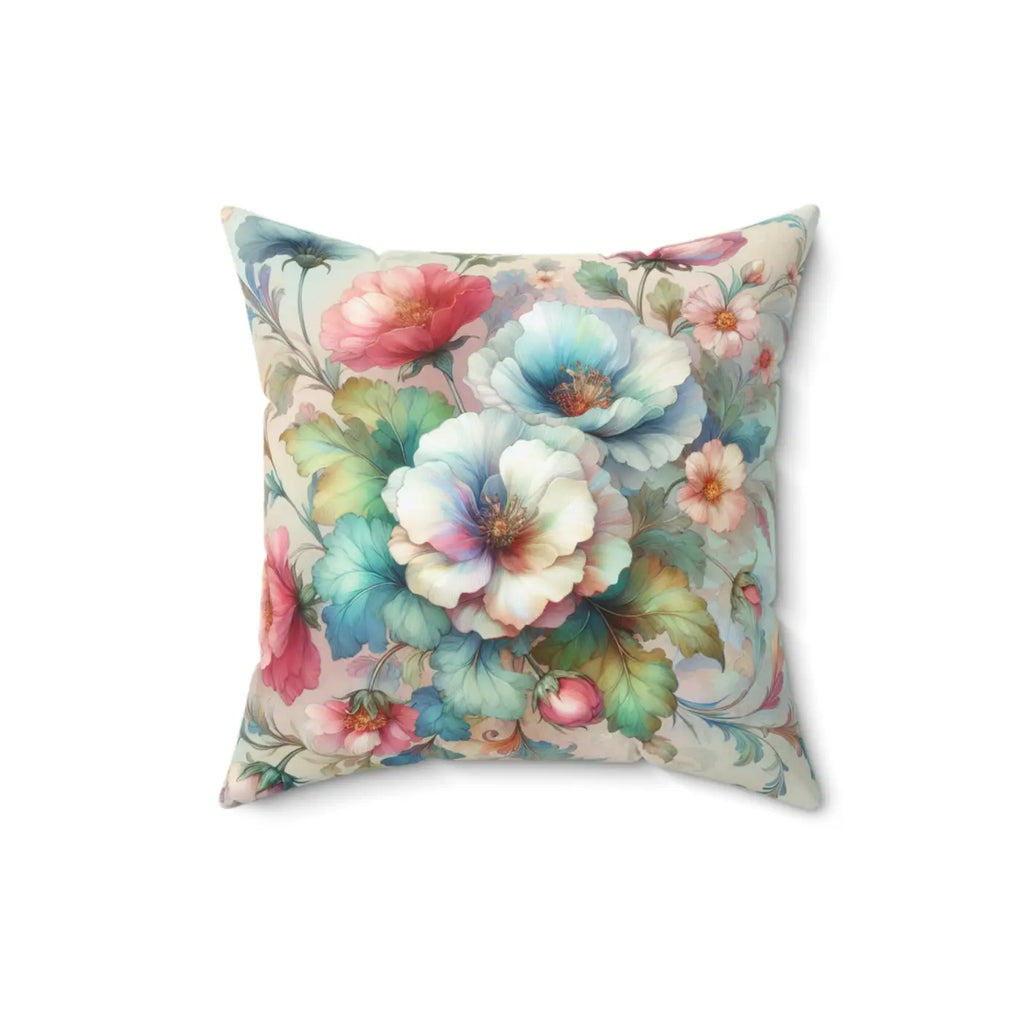 Watercolor Flowers Throw Pillow - Spun Polyester Square - DipaliZ