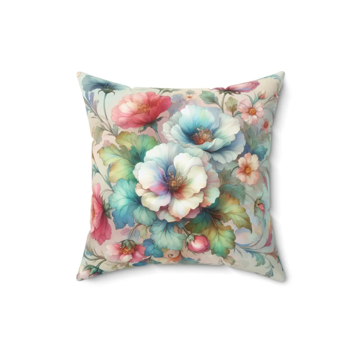 Watercolor Flowers Throw Pillow - Spun Polyester Square - DipaliZ