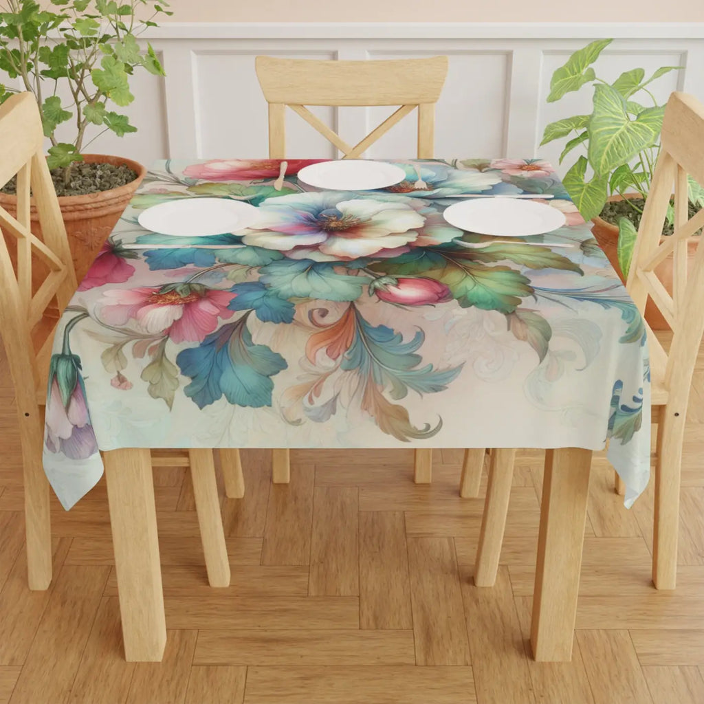 Watercolor Flowers Polyester Tablecloth - Artful Dining - DipaliZ
