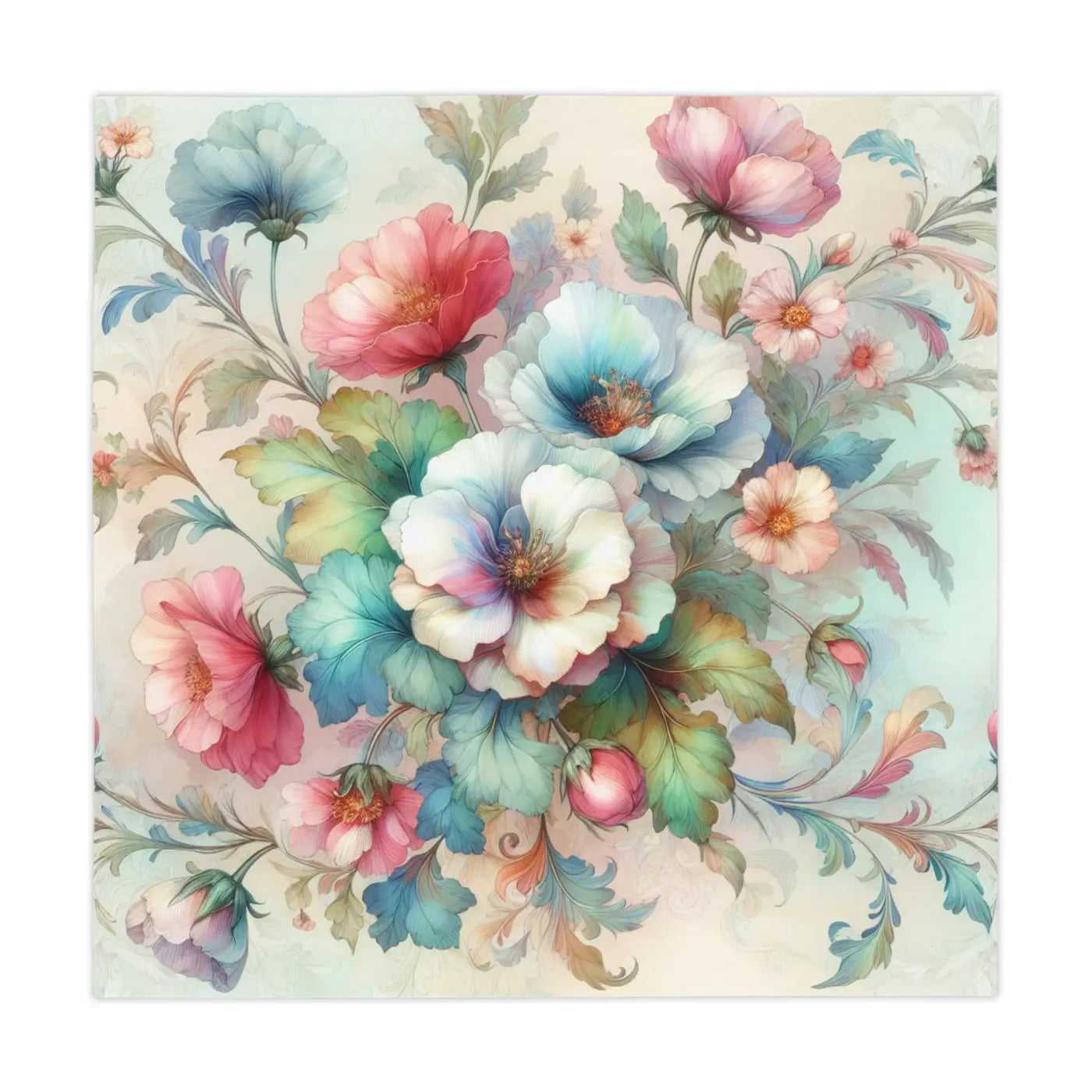 Watercolor Flowers Polyester Tablecloth - Artful Dining - DipaliZ