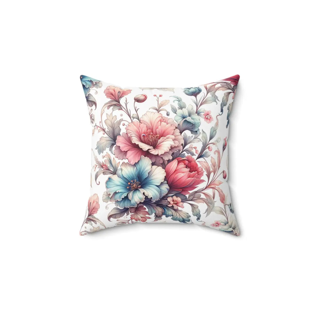 Floral Pillow - Watercolor Flower Throw Pillow White Spun Polyester - DipaliZ
