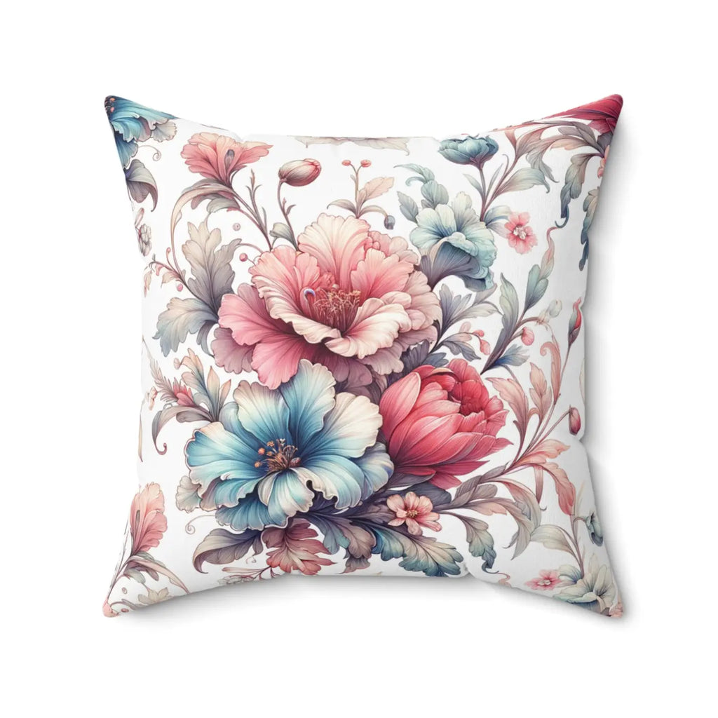Floral Pillow - Watercolor Flower Throw Pillow White Spun Polyester - DipaliZ