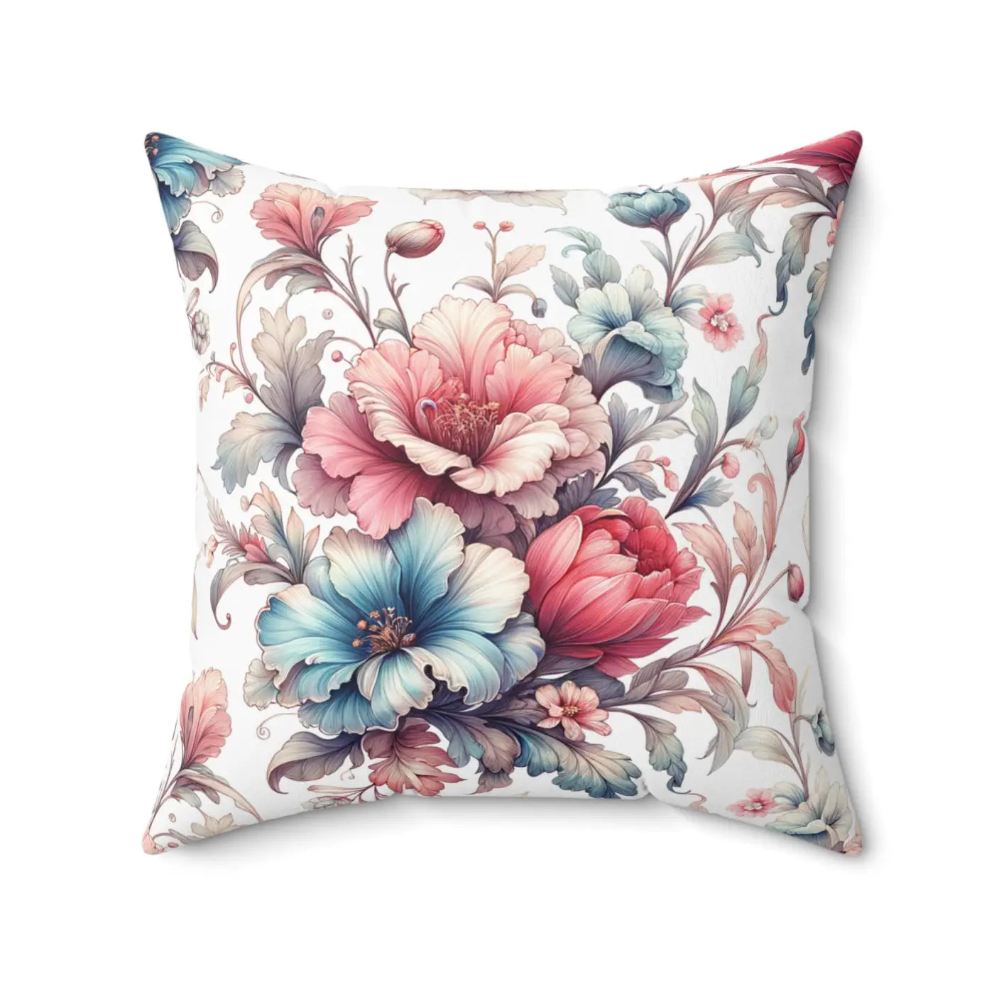 Floral Pillow - Watercolor Flower Throw Pillow White Spun Polyester - DipaliZ