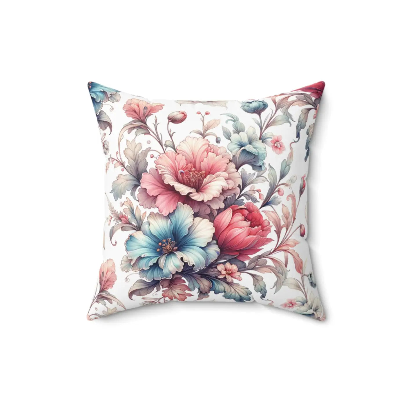 Floral Pillow - Watercolor Flower Throw Pillow White Spun Polyester - DipaliZ