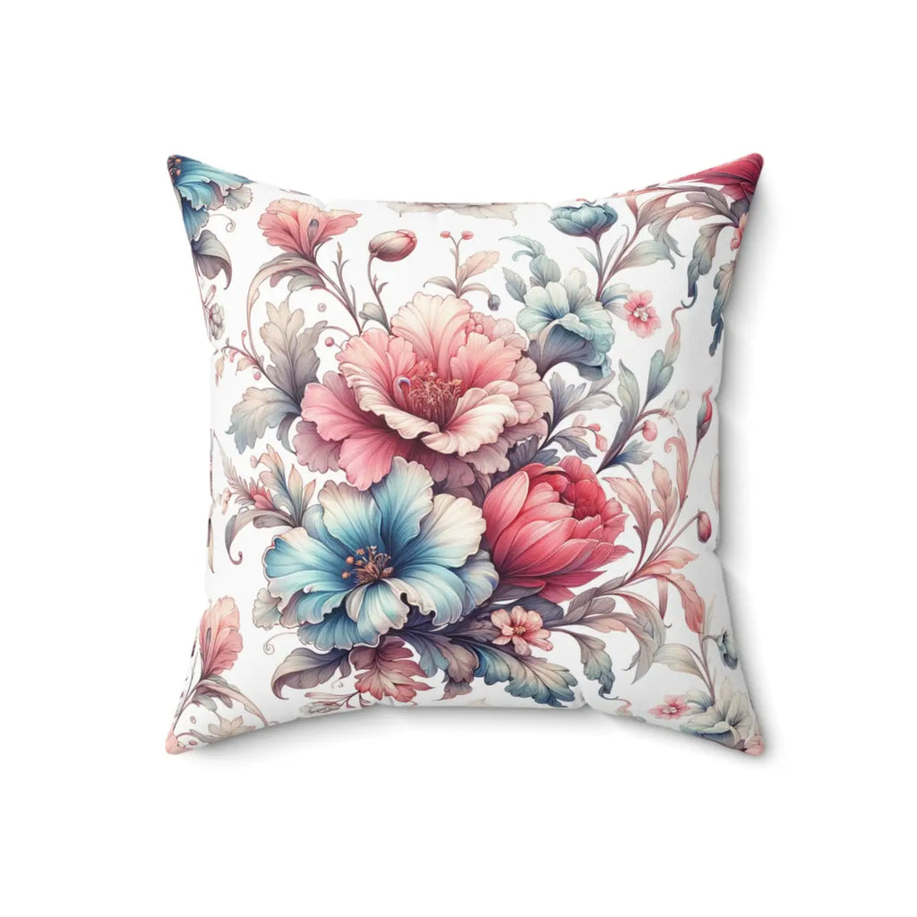 Floral Pillow - Watercolor Flower Throw Pillow White Spun Polyester - DipaliZ