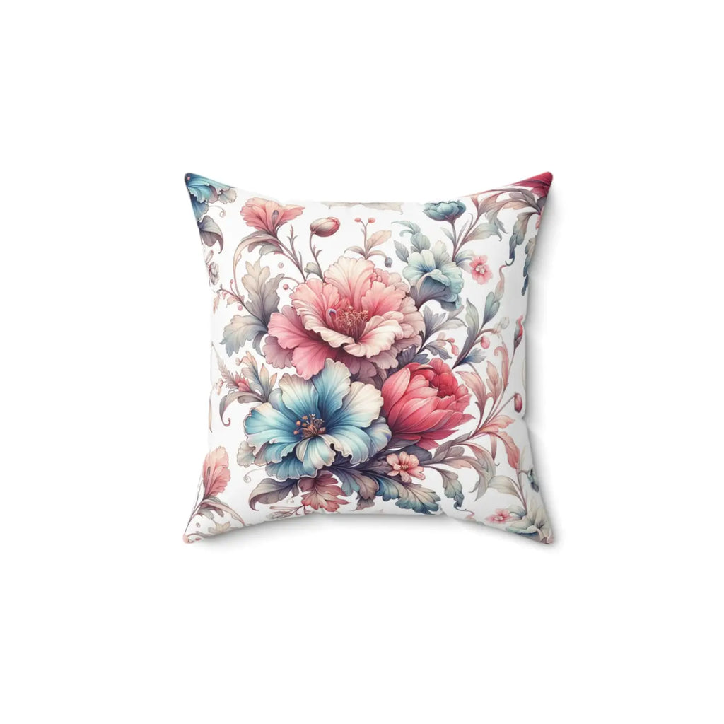 Floral Pillow - Watercolor Flower Throw Pillow White Spun Polyester - DipaliZ