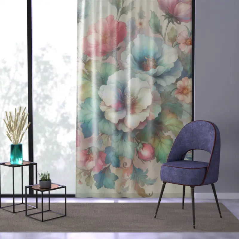 Intricately Designed Watercolor Flowers Curtains - DipaliZ