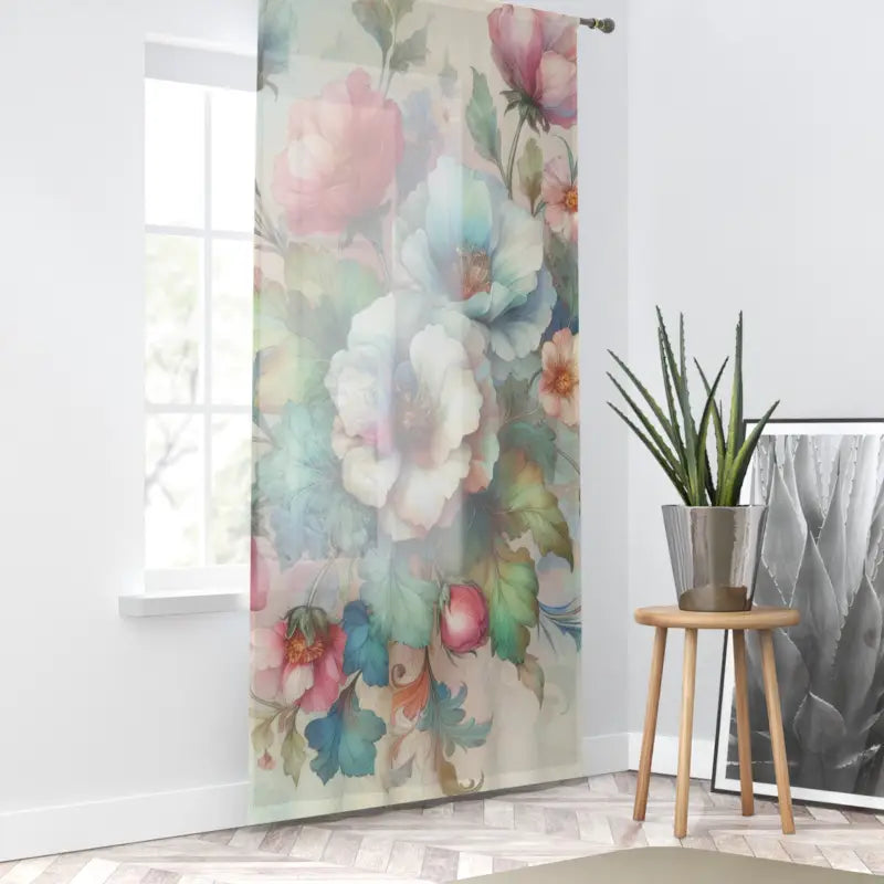 Intricately Designed Watercolor Flowers Curtains - DipaliZ