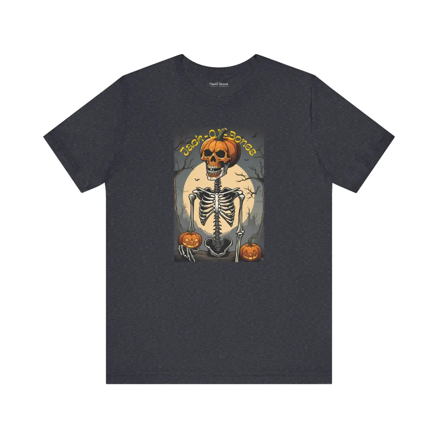 Jack O Bones Unisex Jersey Tee - Halloween Skeleton Design - DipaliZ
