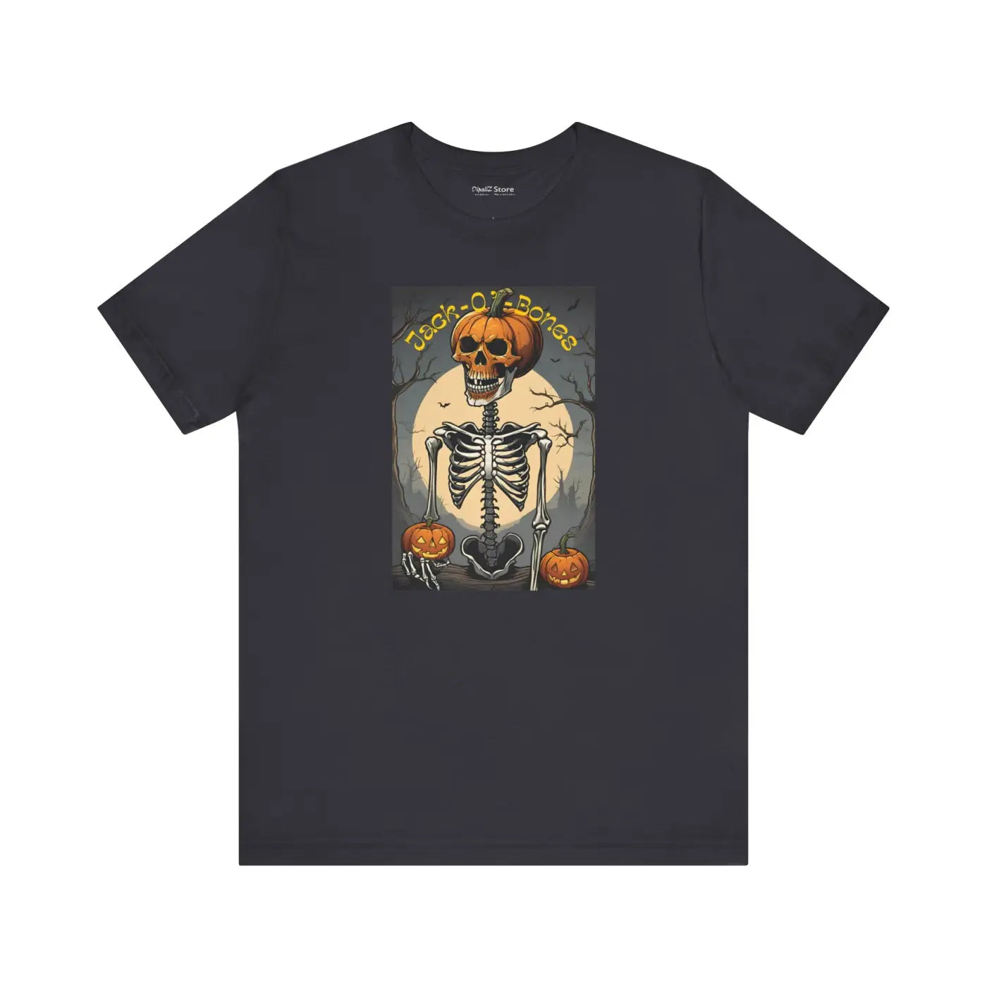 Jack O Bones Unisex Jersey Tee - Halloween Skeleton Design - DipaliZ