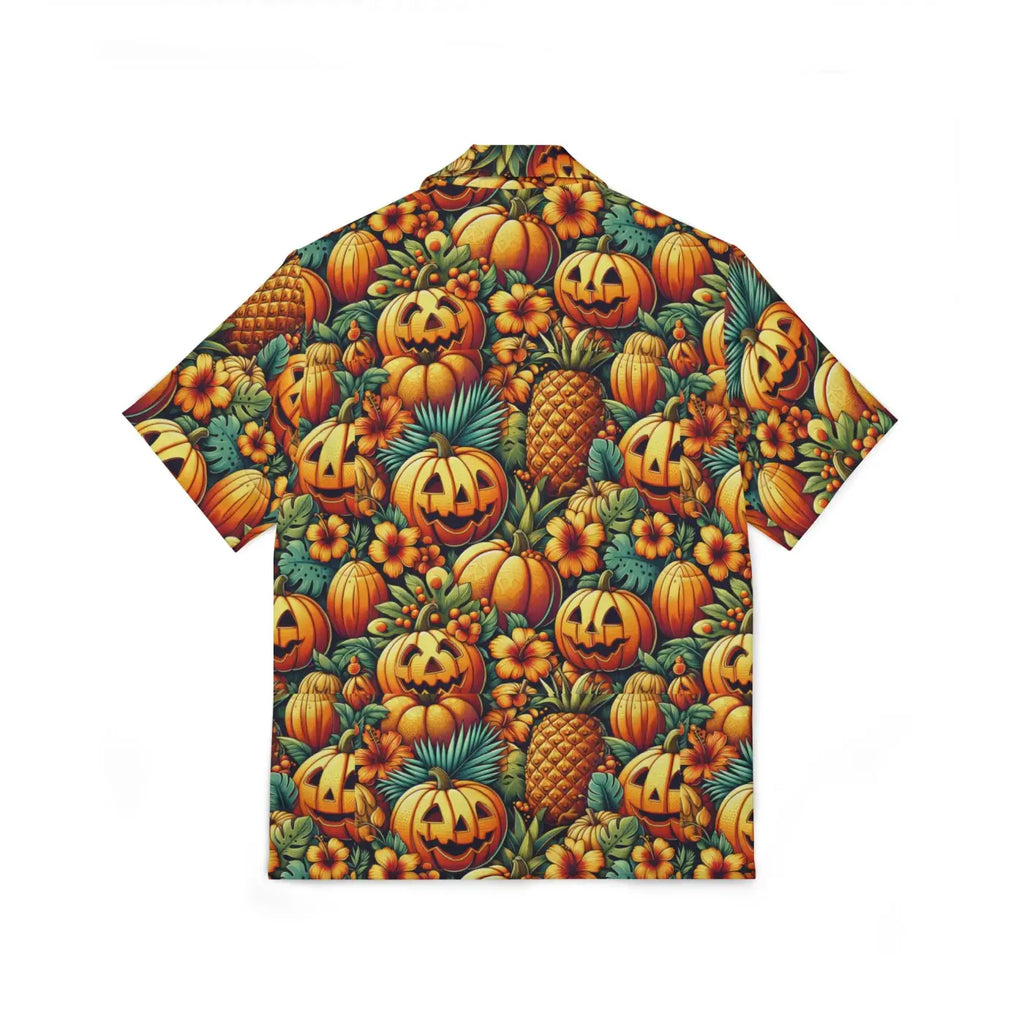 Hawaiian Camp Shirt - Jack Lantern Palm Leaves Summer - DipaliZ