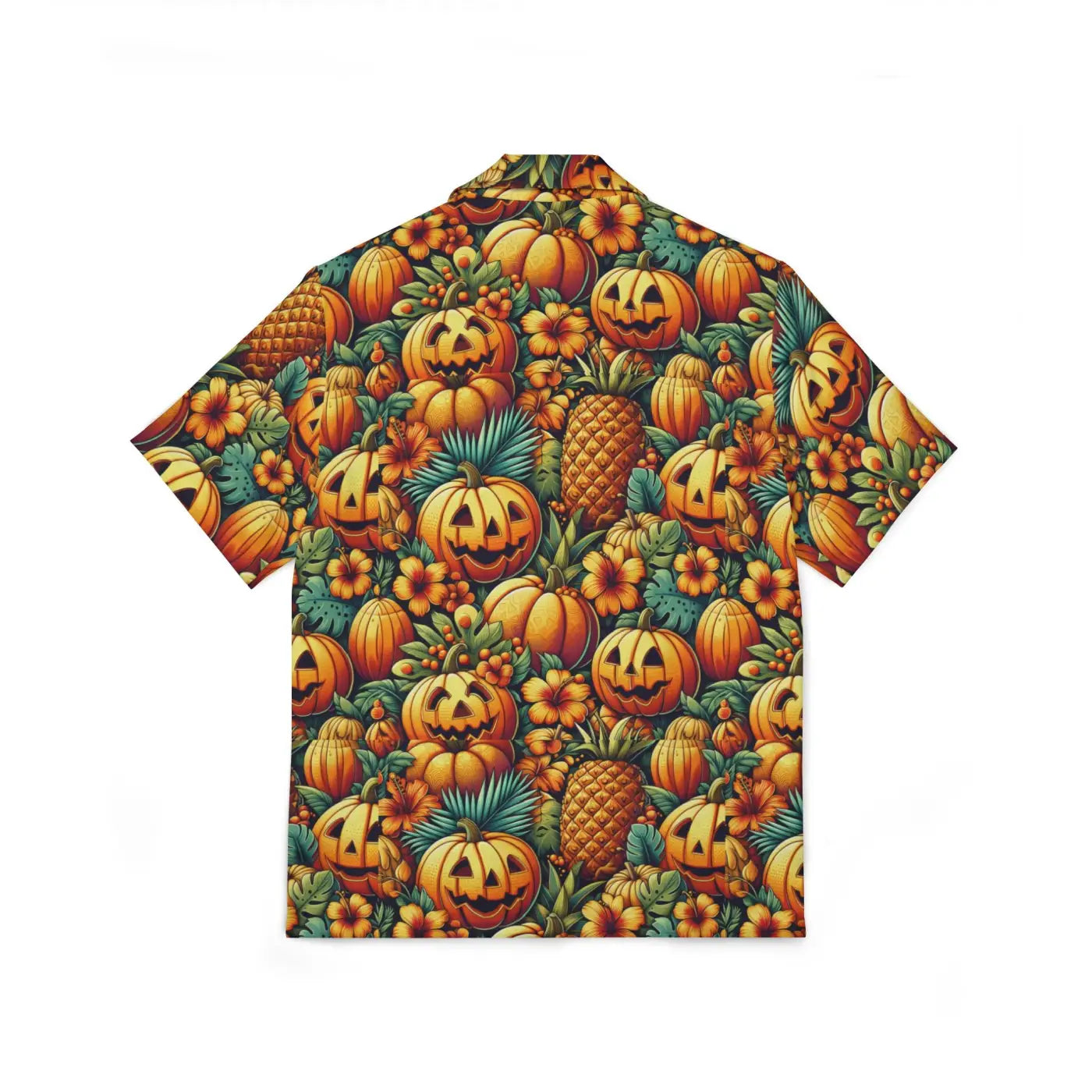 Hawaiian Camp Shirt - Jack Lantern Palm Leaves Summer - DipaliZ