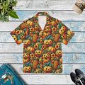 Hawaiian Camp Shirt - Jack Lantern Palm Leaves Summer - DipaliZ