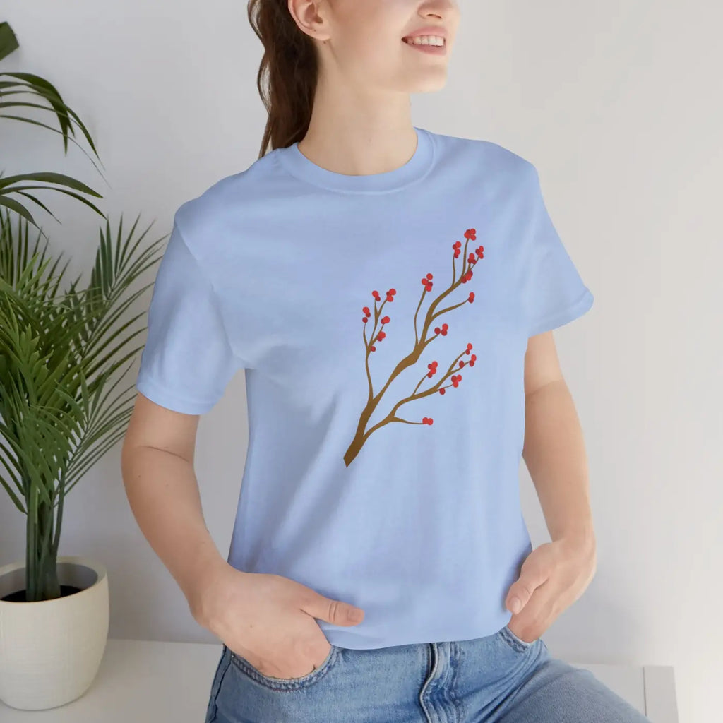 Red Flower Tee - Bold Floral Jersey Short Sleeve - DipaliZ