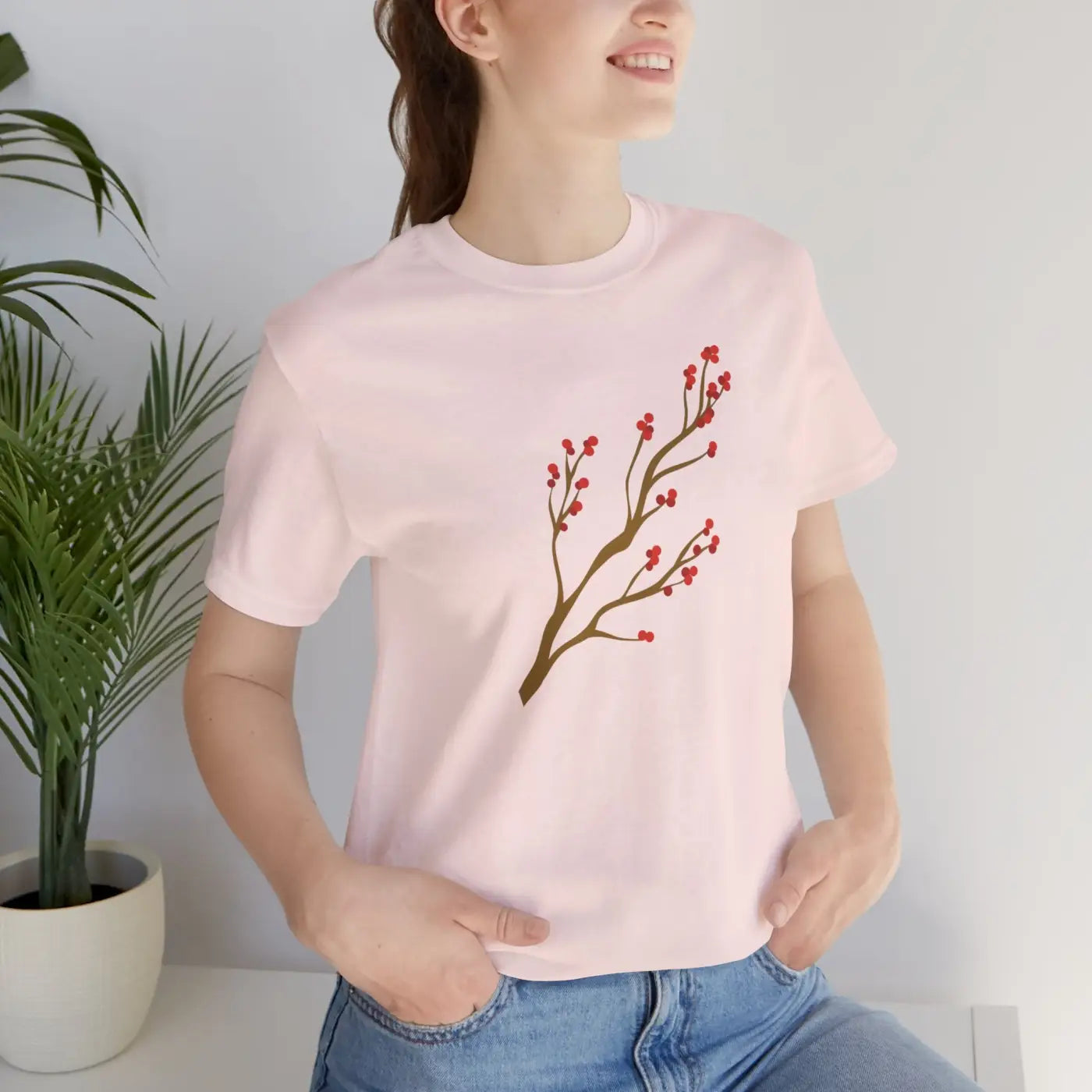 Red Flower Tee - Bold Floral Jersey Short Sleeve - DipaliZ
