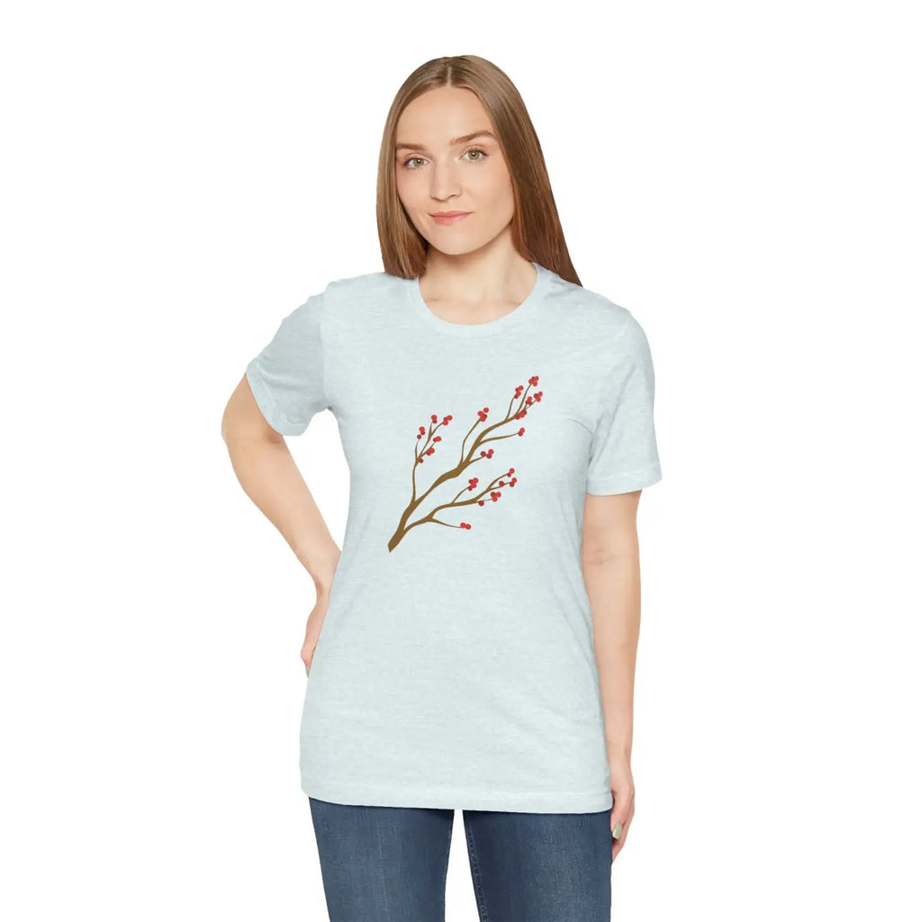 Red Flower Tee - Bold Floral Jersey Short Sleeve - DipaliZ
