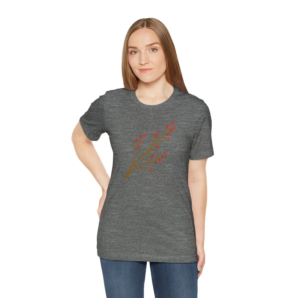 Red Flower Tee - Bold Floral Jersey Short Sleeve - DipaliZ
